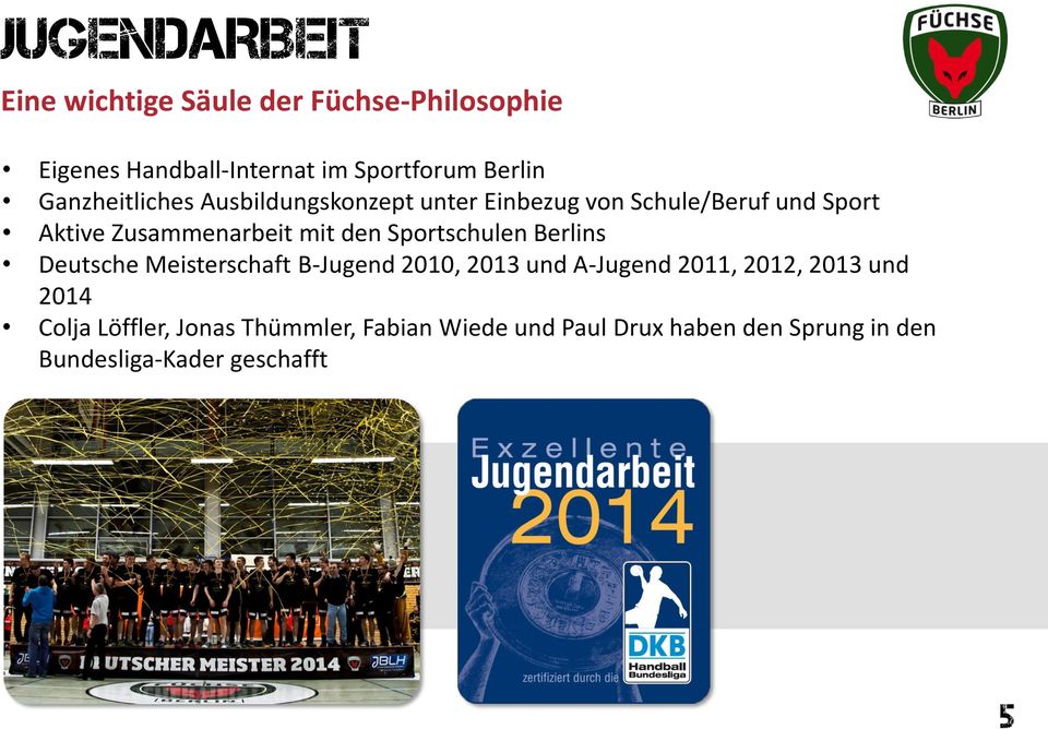 Sportschulen Berlins Deutsche Meisterschaft B-Jugend 2010, 2013 und A-Jugend 2011, 2012, 2013 und 2014