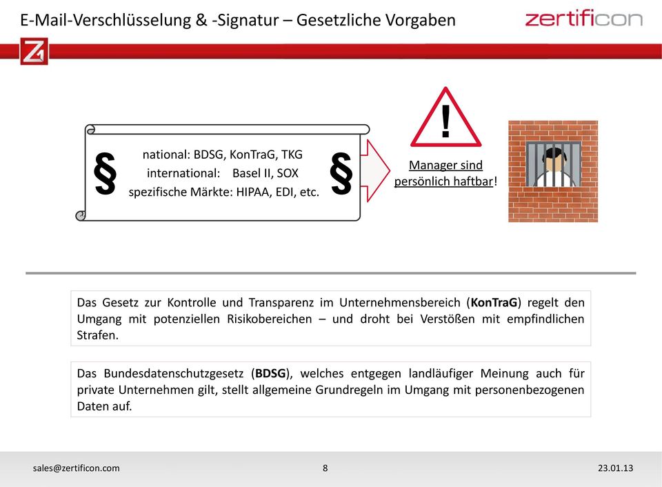 Das Gesetz zur Kontrolle und Transparenz im Unternehmensbereich (KonTraG) regelt den Umgang mit potenziellen Risikobereichen und droht