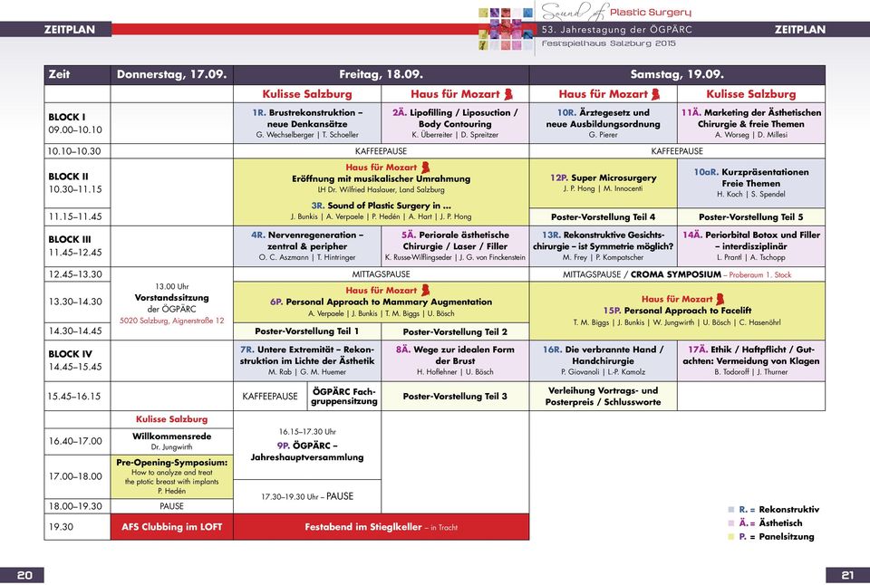Millesi 10.10 10.30 KAFFEEPAUSE KAFFEEPAUSE BLOCK II 10.30 11.15 Eröffnung mit musikalischer Umrahmung LH Dr. Wilfried Haslauer, Land Salzburg 12P. Super Microsurgery J. P. Hong M. Innocenti 10aR.