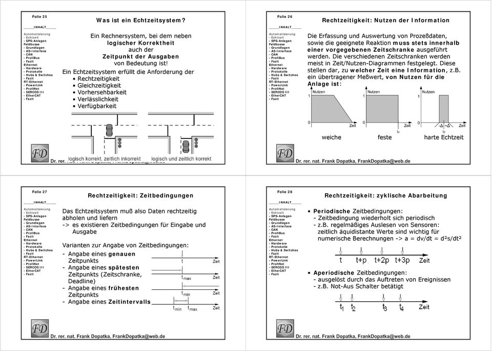 Reaktion muss stets innerhalb einer vorgegebenen Zeitschranke ausgeführt werden. Die verschiedenen Zeitschranken werden meist in Zeit/Nutzen-Diagrammen festgelegt.