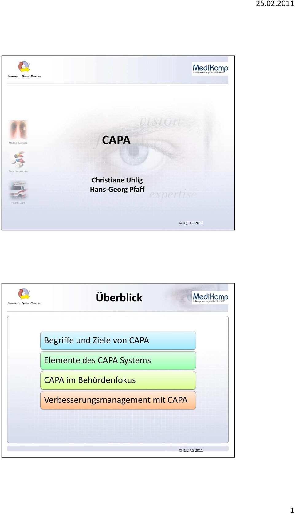 Begriffe und Ziele von CAPA Elemente des CAPA