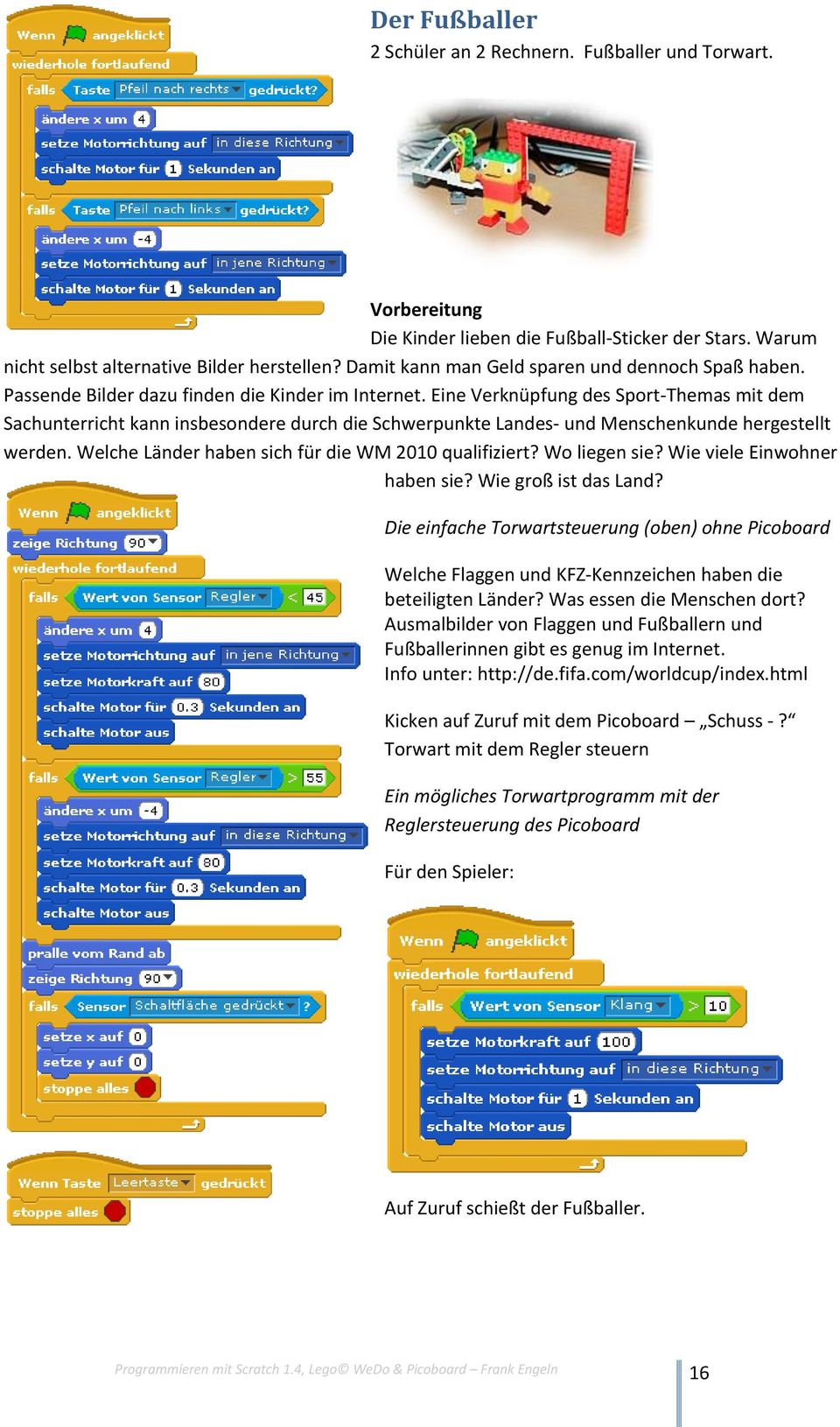 Eine Verknüpfung des Sport-Themas mit dem Sachunterricht kann insbesondere durch die Schwerpunkte Landes- und Menschenkunde hergestellt werden. Welche Länder haben sich für die WM 2010 qualifiziert?