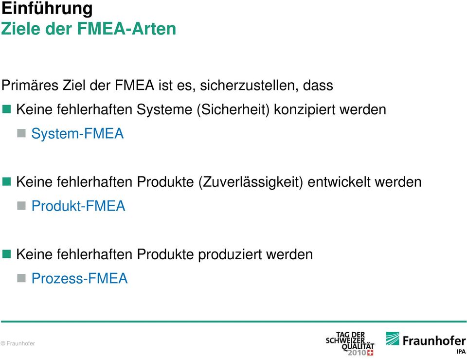 werden System-FMEA Keine fehlerhaften Produkte (Zuverlässigkeit)
