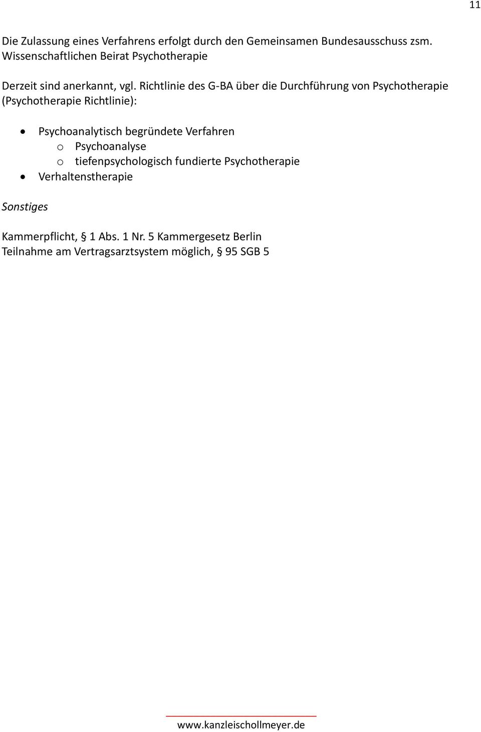 Richtlinie des G-BA über die Durchführung von Psychotherapie (Psychotherapie Richtlinie): Psychoanalytisch begründete