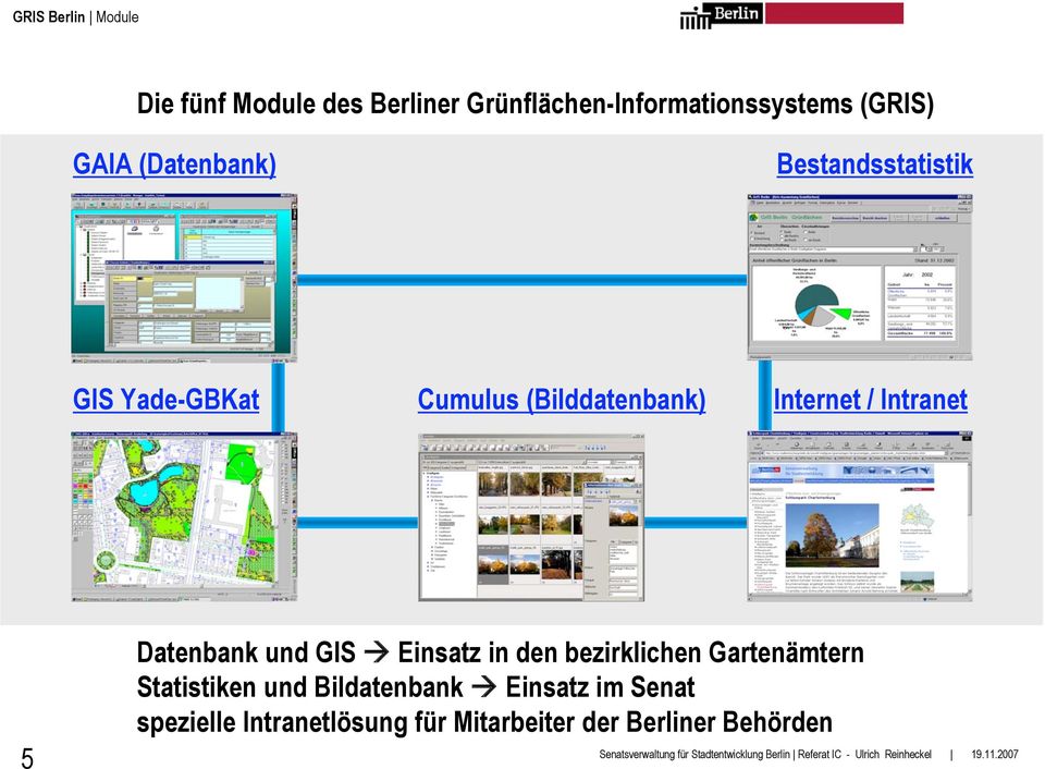 Intranet 5 Datenbank und GIS Einsatz in den bezirklichen Gartenämtern Statistiken und