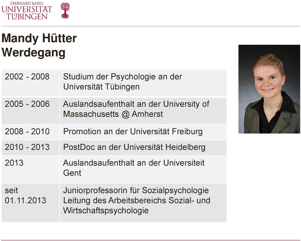 Freiburg 2010-2013 PostDoc an der Universität Heidelberg 2013 Auslandsaufenthalt an der Universiteit Gent