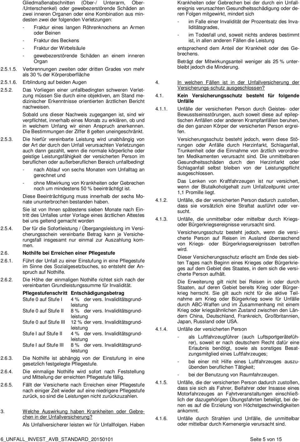 1.5. Verbrennungen zweiten oder dritten Grades von mehr als 30 % der Körperoberfläche 2.5.1.6. Erblindung auf beiden Augen 2.5.2. 2.5.3. 2.5.4.