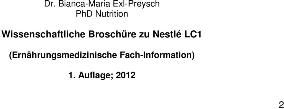 Broschüre zu Nestlé LC1