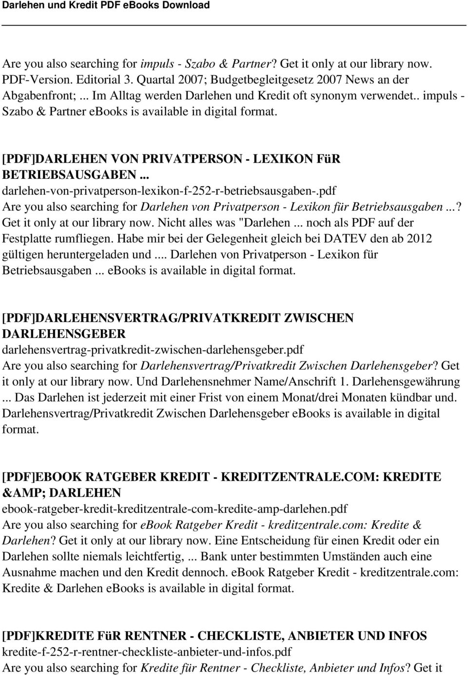 .. darlehen-von-privatperson-lexikon-f-252-r-betriebsausgaben-.pdf Are you also searching for Darlehen von Privatperson - Lexikon für Betriebsausgaben...? Get it only at our library now.