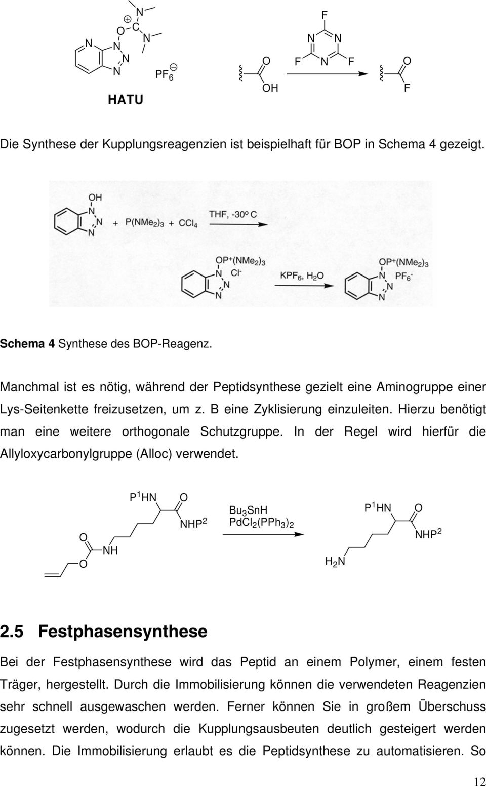 ierzu benötigt man eine weitere orthogonale Schutzgruppe. In der Regel wird hierfür die Allyloxycarbonylgruppe (Alloc) verwendet. P 1 P 2 Bu 3 Sn PdCl 2 (PPh 3 ) 2 2 P 1 P 2 2.