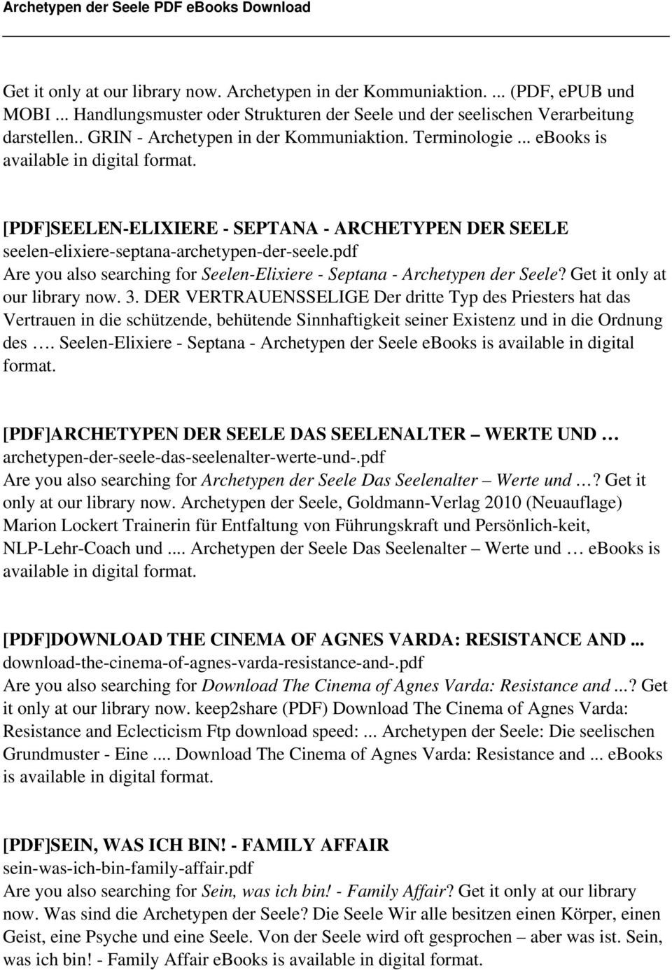 pdf Are you also searching for Seelen-Elixiere - Septana - Archetypen der Seele? Get it only at our library now. 3.