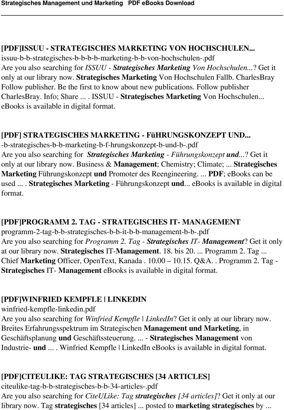 ... ISSUU - Strategisches Marketing Von Hochschulen... ebooks is [PDF] STRATEGISCHES MARKETING - FüHRUNGSKONZEPT UND... -b-strategisches-b-b-marketing-b-f-hrungskonzept-b-und-b-.