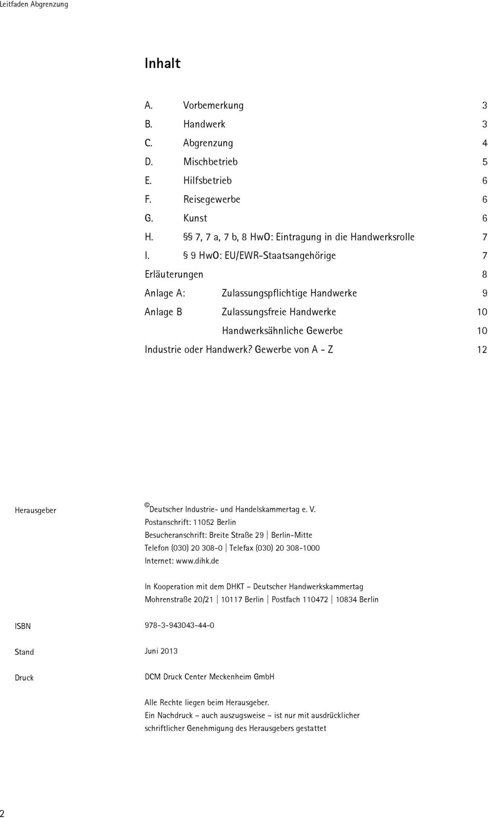 Gewerbe von A - Z 12 Herausgeber Deutscher Industrie- und Handelskammertag e. V.