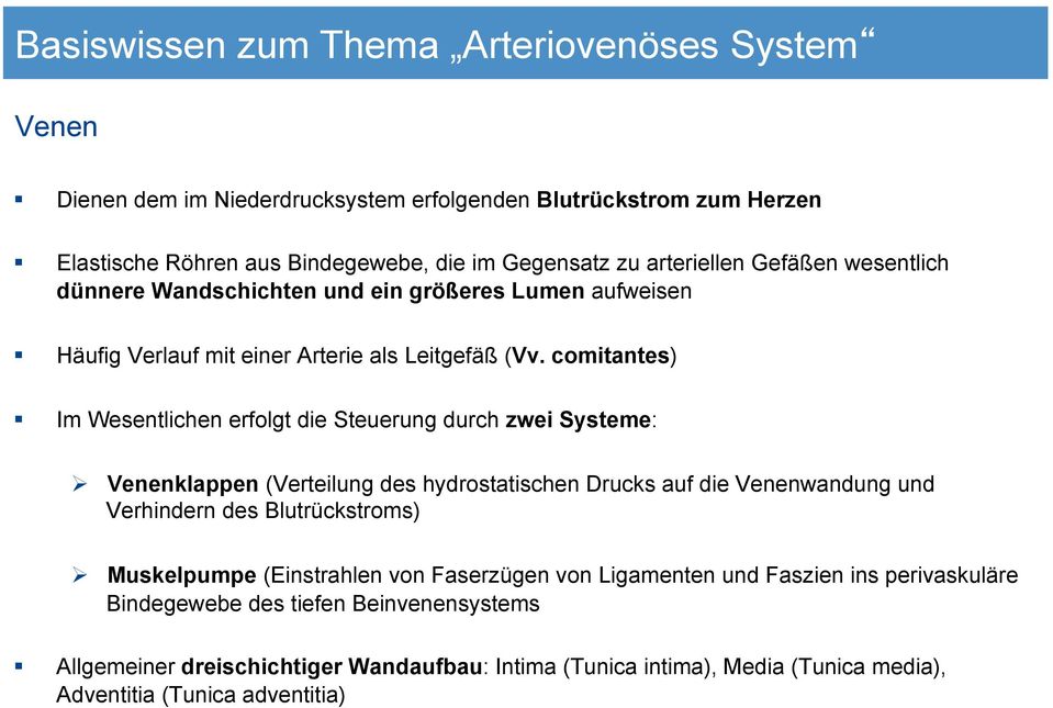 ! Häufig Verlauf mit einer Arterie als Leitgefäß (Vv. comitantes)!! Im Wesentlichen erfolgt die Steuerung durch zwei Systeme: "!