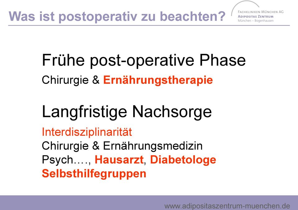 Ernährungstherapie Langfristige Nachsorge