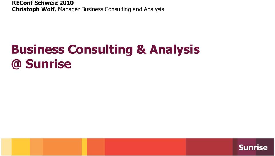 Consulting and Analysis