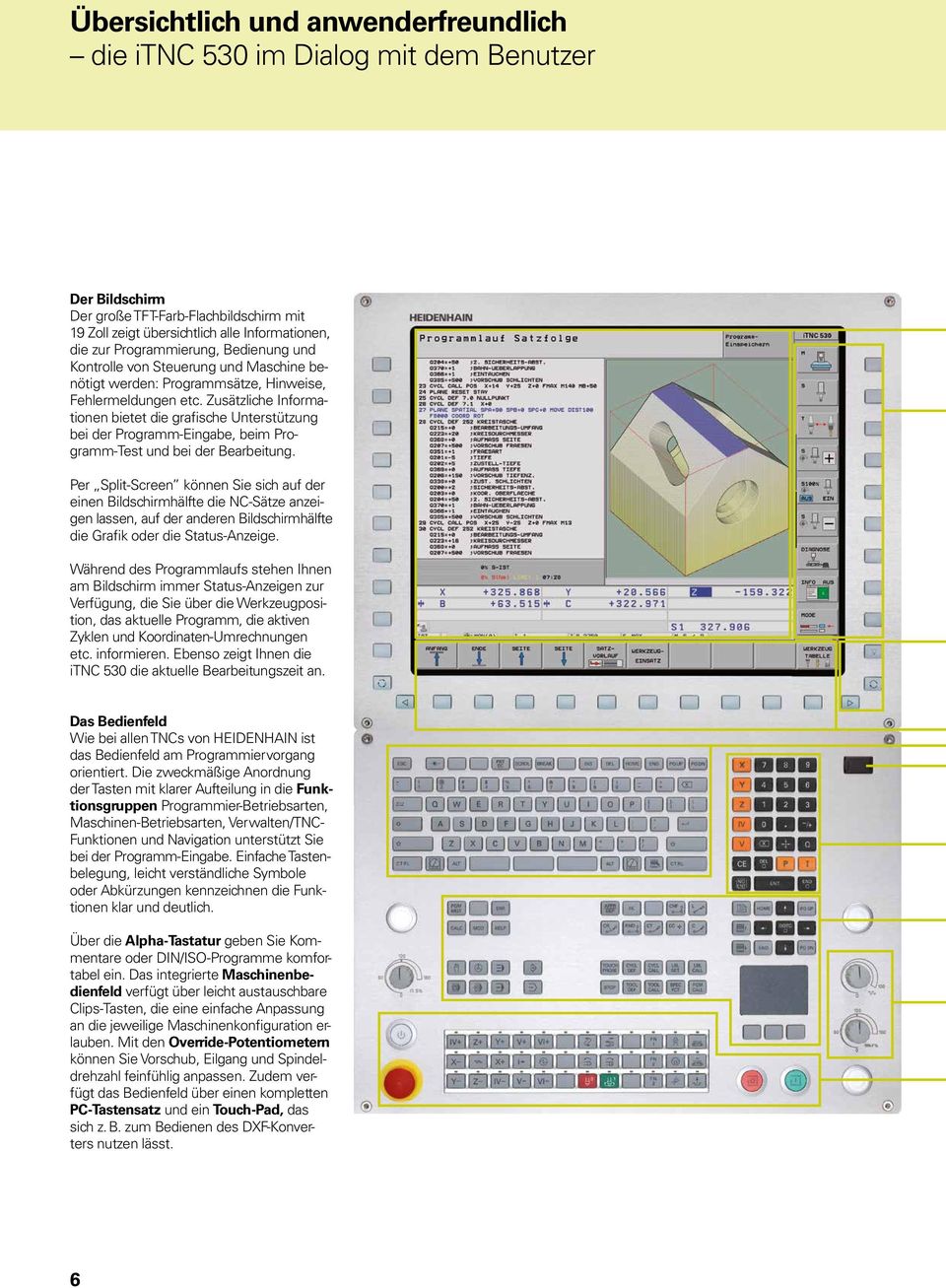 Zusätzliche Informationen bietet die grafische Unterstützung bei der Programm-Eingabe, beim Programm-Test und bei der Bearbeitung.