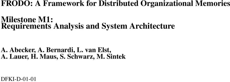 System Architecture A. Abecker, A. Bernardi, L.