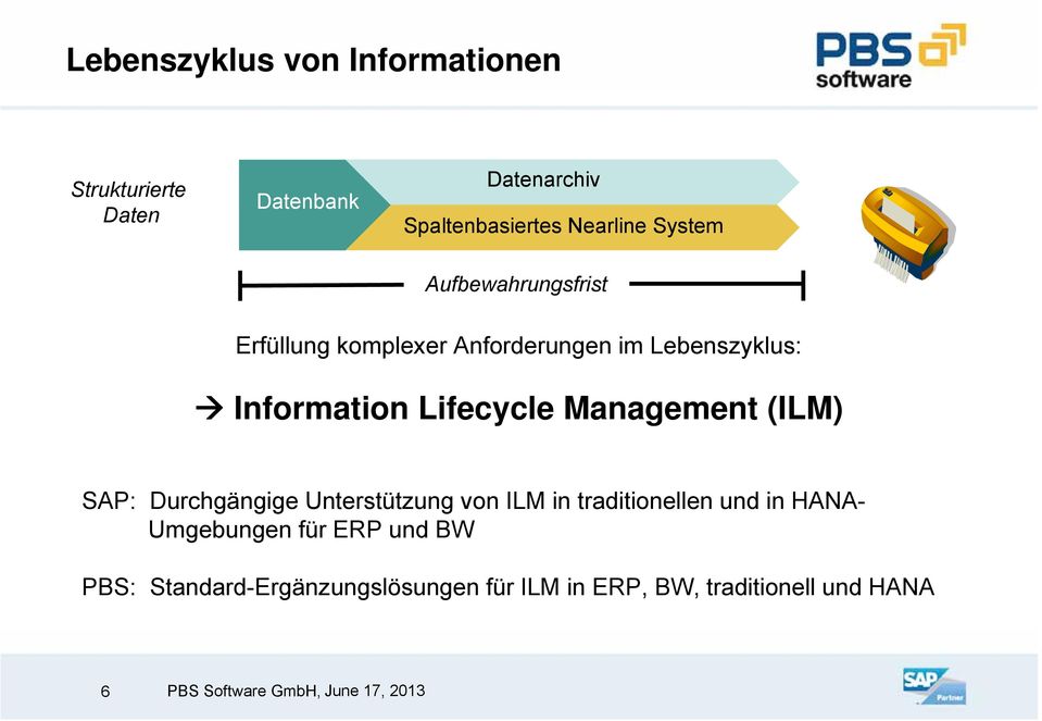 Lifecycle Management (ILM) SAP: Durchgängige Unterstützung von ILM in traditionellen und in HANA-