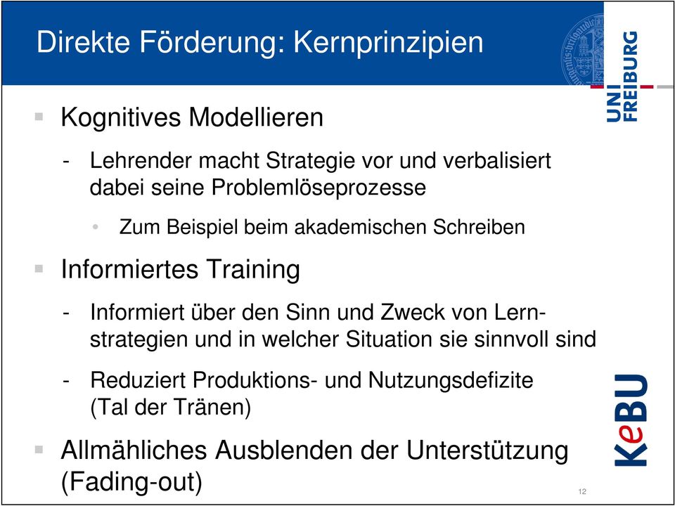 Training - Informiert über den Sinn und Zweck von Lernstrategien und in welcher Situation sie sinnvoll