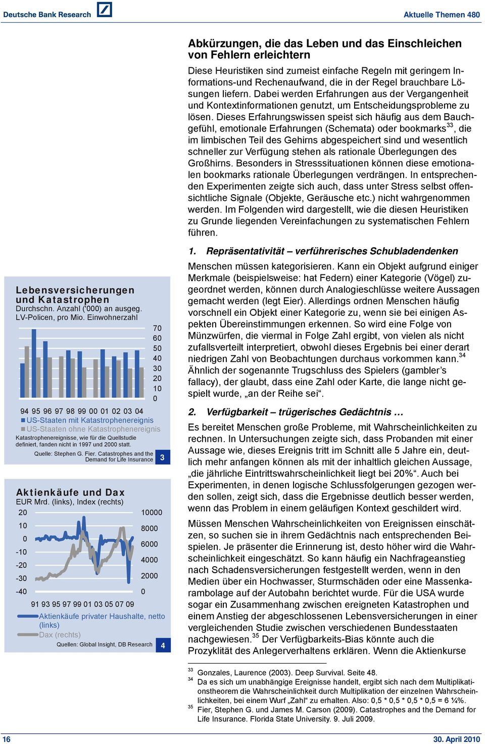 definiert, fanden nicht in 1997 und 2000 statt. Quelle: Stephen G. Fier. Catastrophes and the Demand for Life Insurance 3 Aktienkäufe und Dax EUR Mrd.