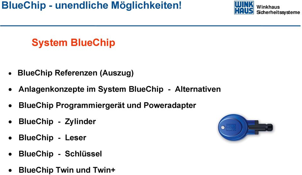 System BlueChip - Alternativen BlueChip Programmiergerät und