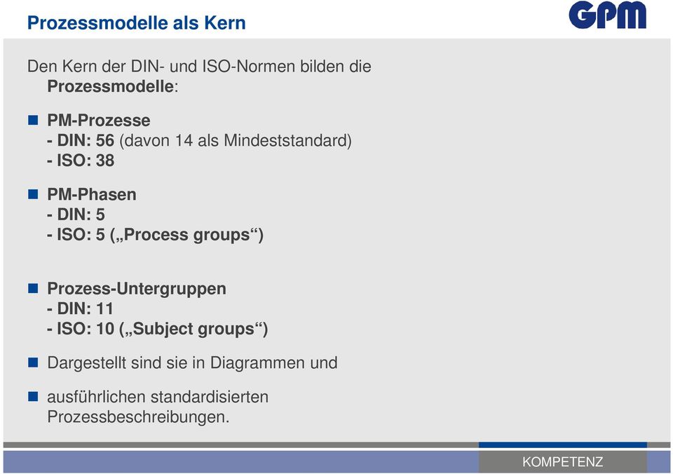 ISO: 5 ( Process groups ) Prozess-Untergruppen - DIN: 11 - ISO: 10 ( Subject groups )
