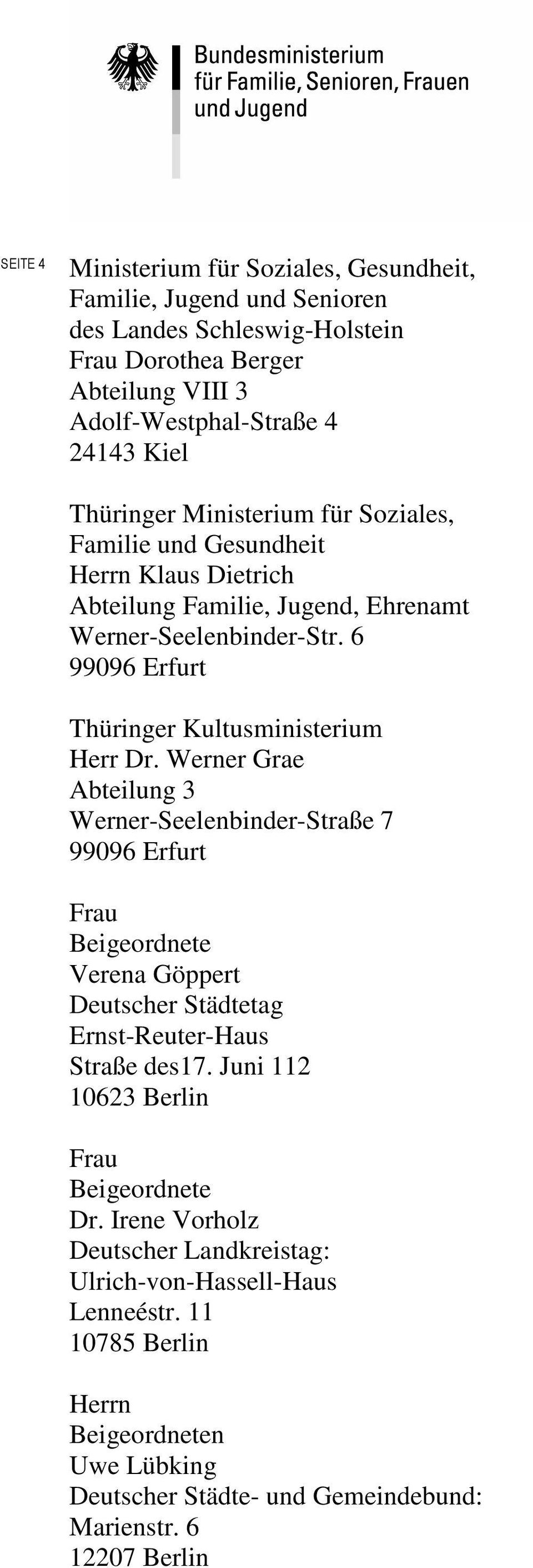 6 99096 Erfurt Thüringer Kultusministerium Herr Dr.