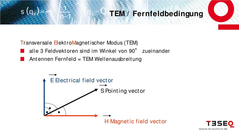 zueinander Antennen Fernfeld = TEM Wellenausbreitung E
