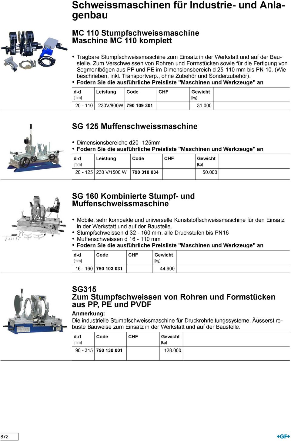 , ohne Zubehör und Sonderzubehör). Fodern Sie die ausführliche Preisliste "Maschinen und Werkzeuge" an Leistung 20 110 230V/800W 790 109 301 31.