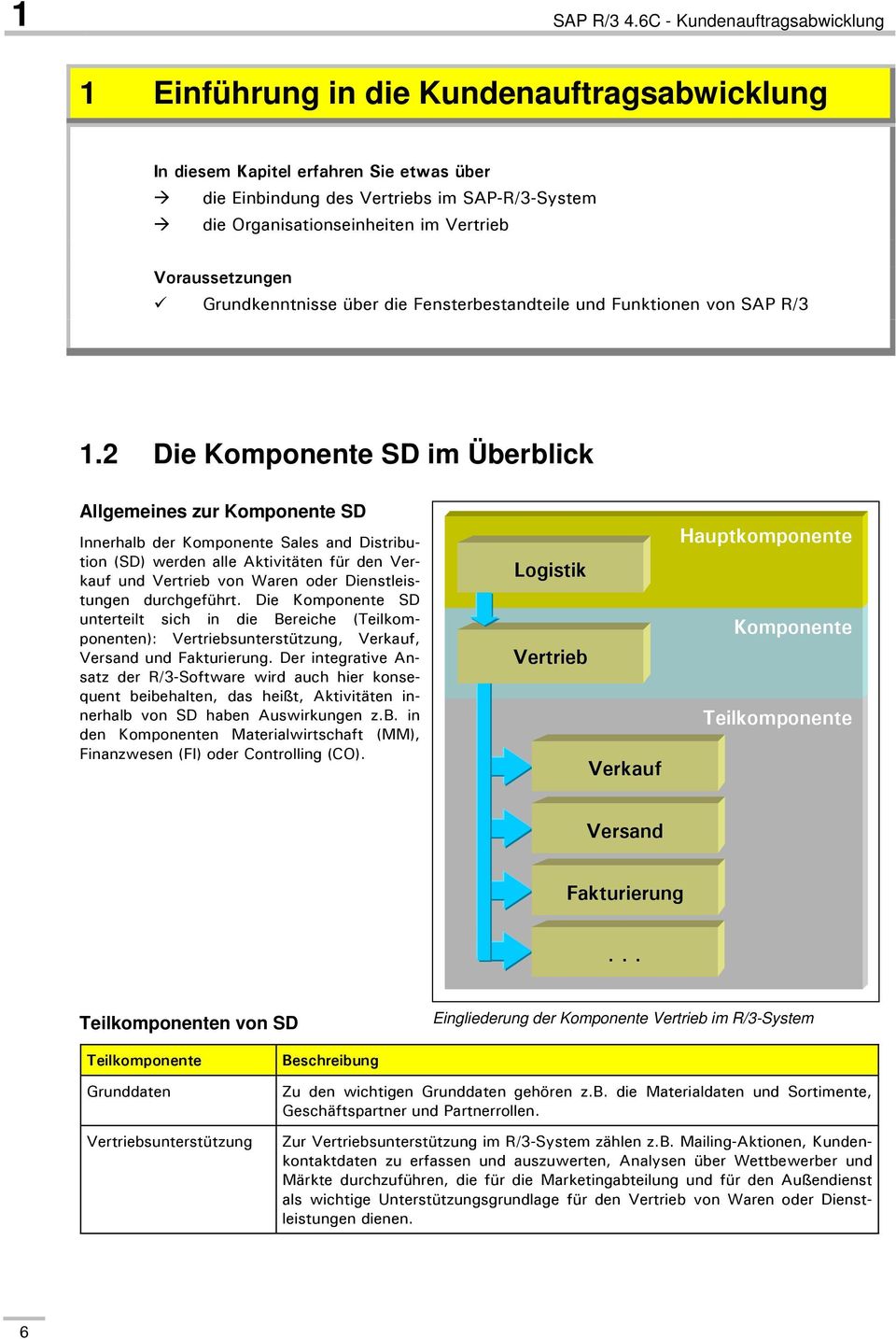 Vertrieb Voraussetzungen Grundkenntnisse über die Fensterbestandteile und Funktionen von SAP R/3 1.