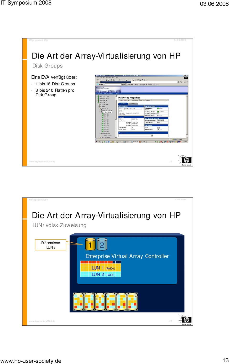 der Array-Virtualisierung von HP LUN/vdisk Zuweisung Präsentierte LUNs