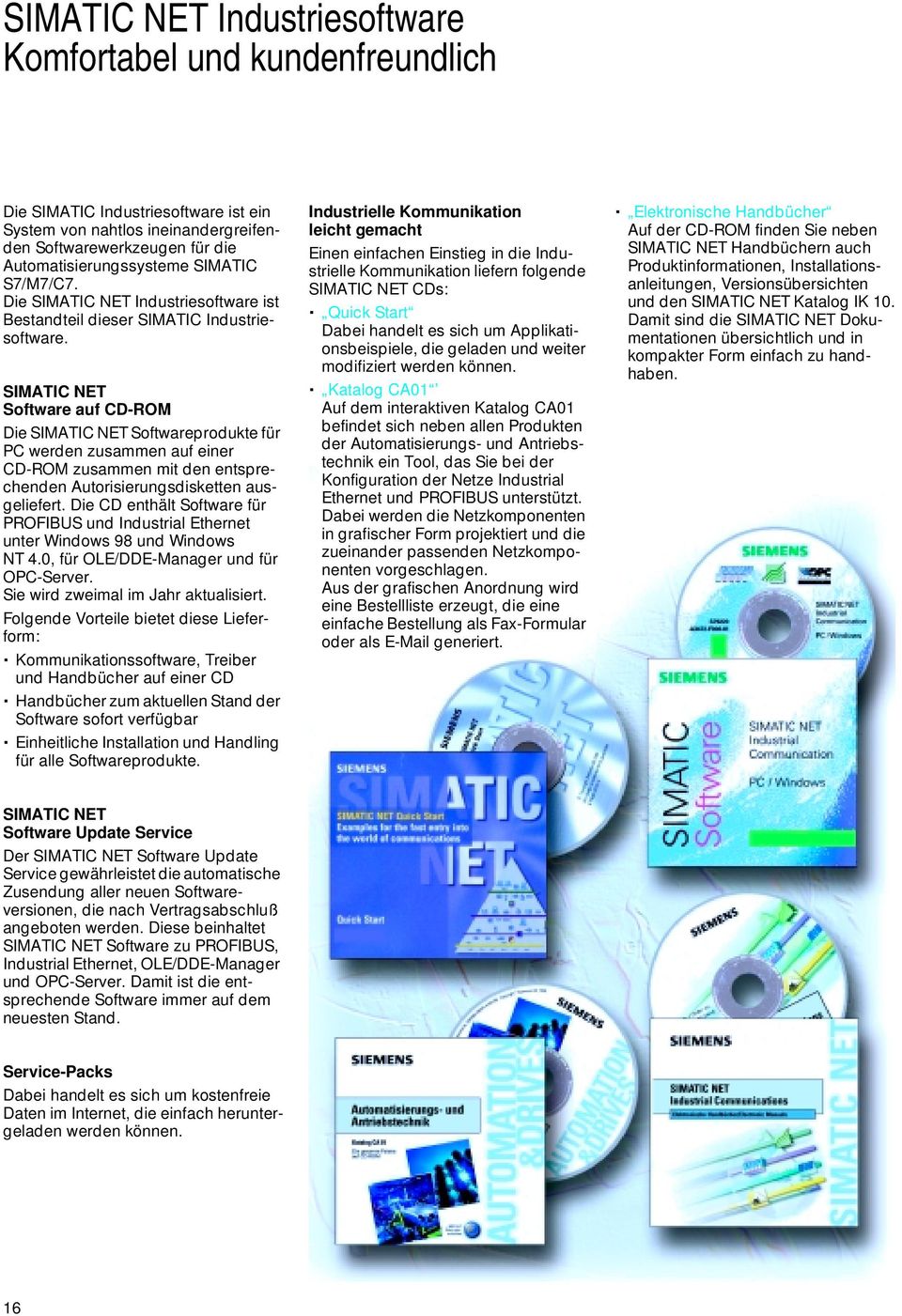 SIMATIC NET Software auf CD-ROM Die SIMATIC NET Softwareprodukte für PC werden zusammen auf einer CD-ROM zusammen mit den entsprechenden Autorisierungsdisketten ausgeliefert.