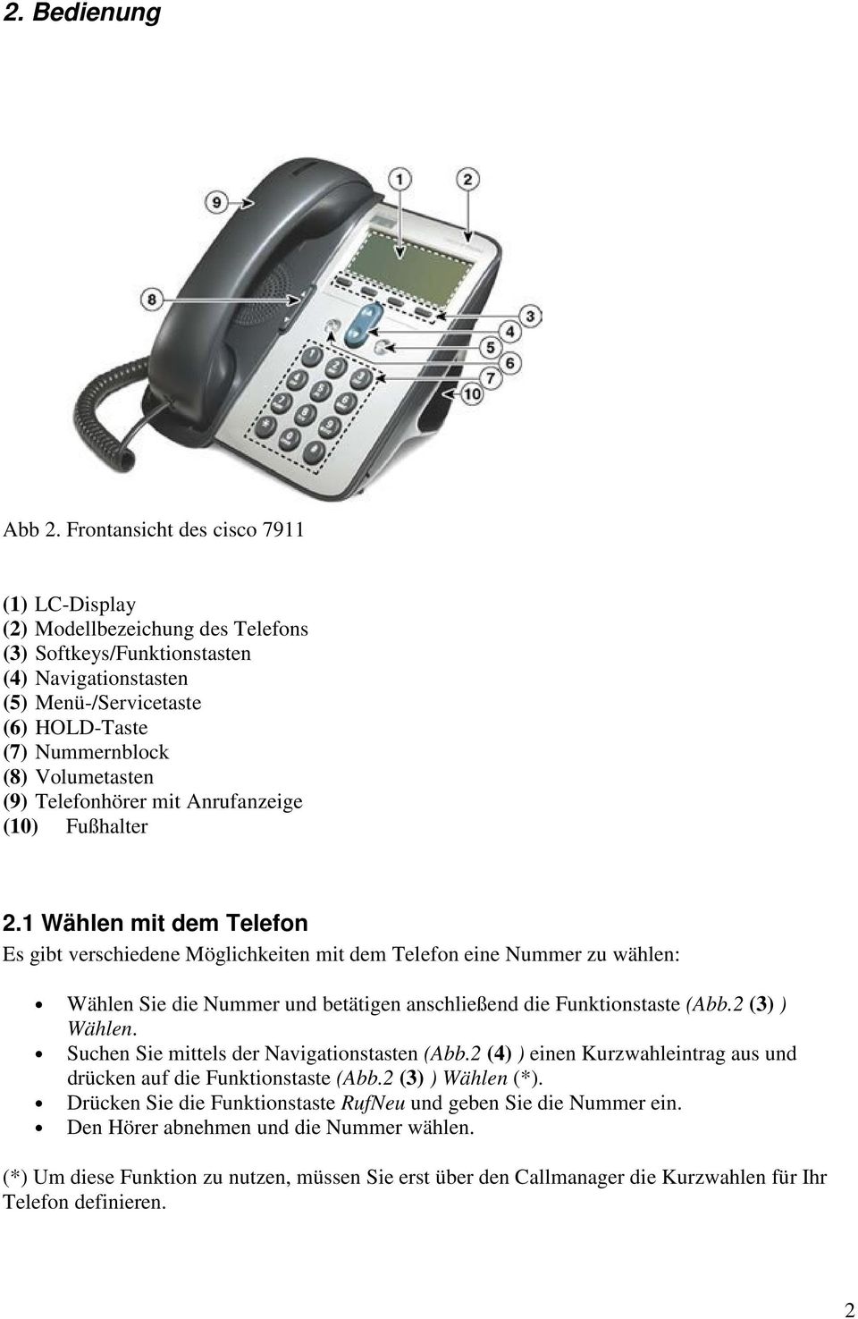 (9) Telefonhörer mit Anrufanzeige (10) Fußhalter 2.