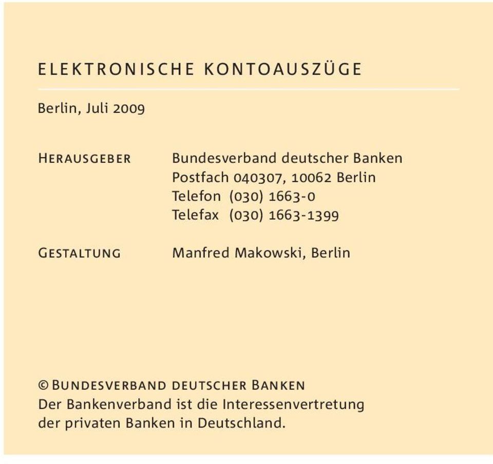 Telefon (030) 1663-0 Telefax (030) 1663-1399 Manfred Makowski, Berlin BUNDESVERBAND