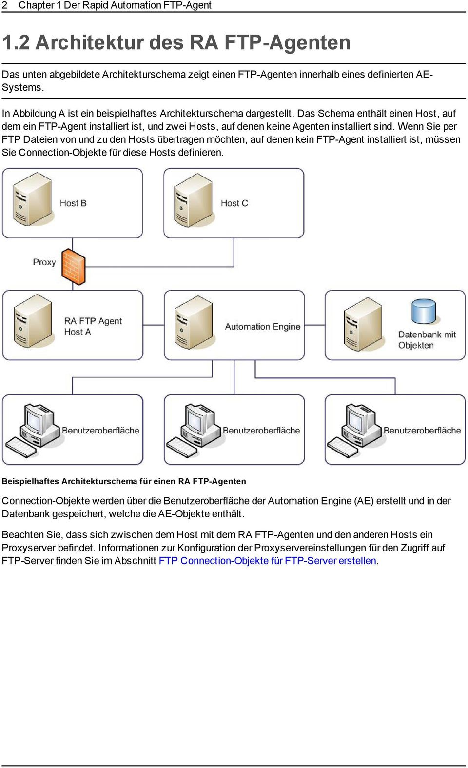Wenn Sie per FTP Dateien von und zu den Hosts übertragen möchten, auf denen kein FTP-Agent installiert ist, müssen Sie Connection-Objekte für diese Hosts definieren.