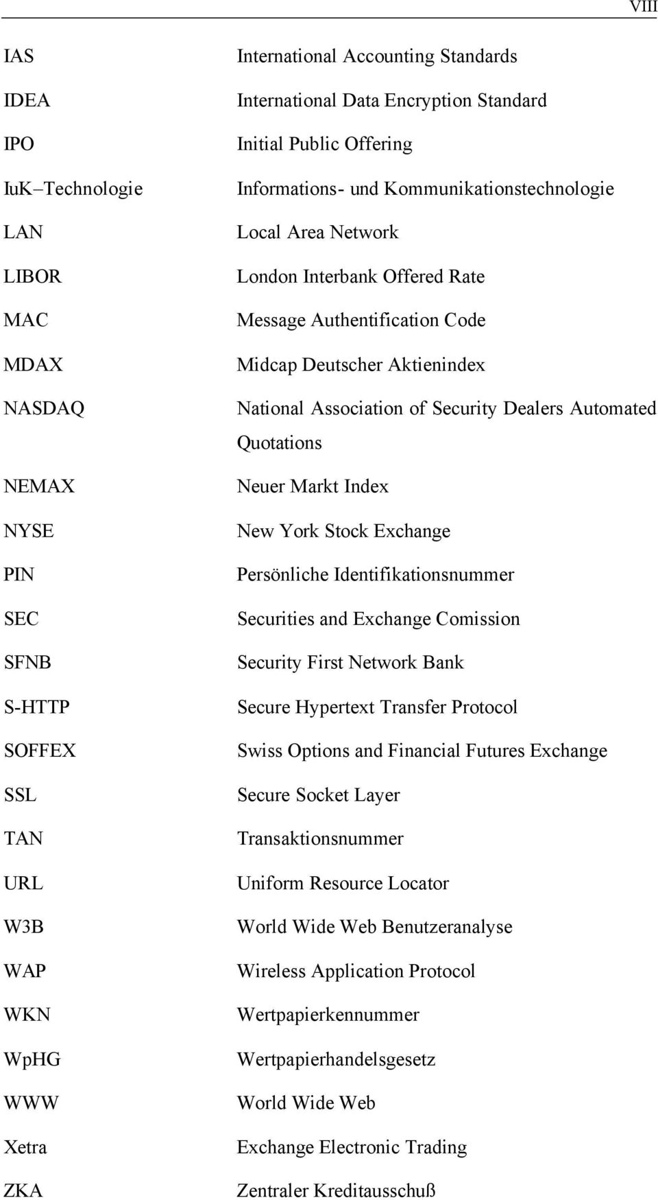 National Association of Security Dealers Automated Quotations Neuer Markt Index New York Stock Exchange Persönliche Identifikationsnummer Securities and Exchange Comission Security First Network Bank
