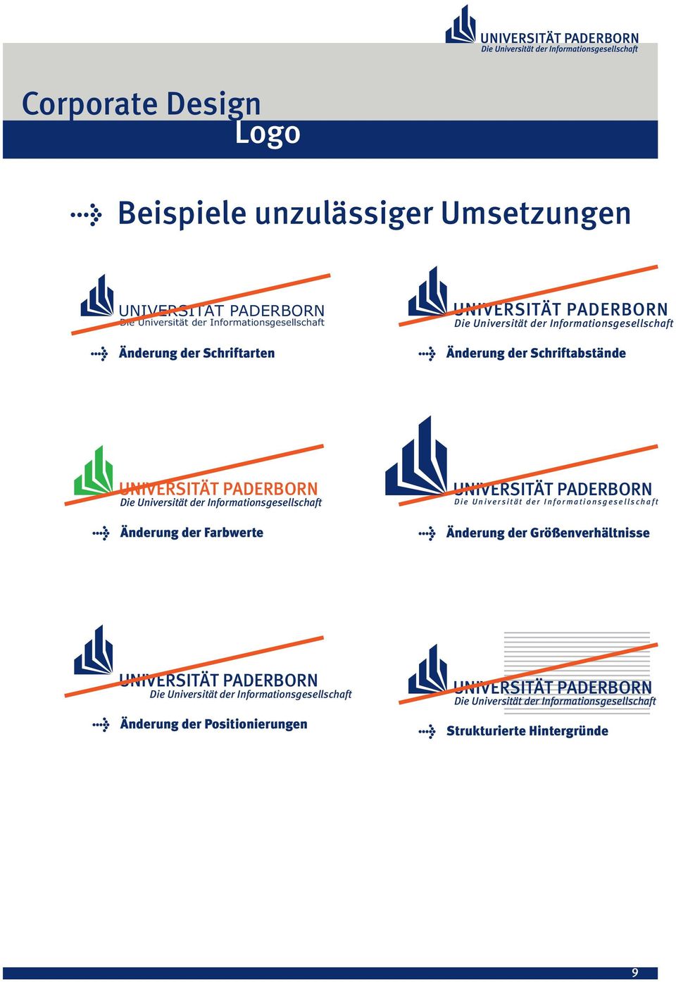 UNIVERSITÄT PADERBORN Die Universität der Informationsgesellschaft l Änderung der Farbwerte l Änderung der Größenverhältnisse UNIVERSITÄT PADERBORN Die