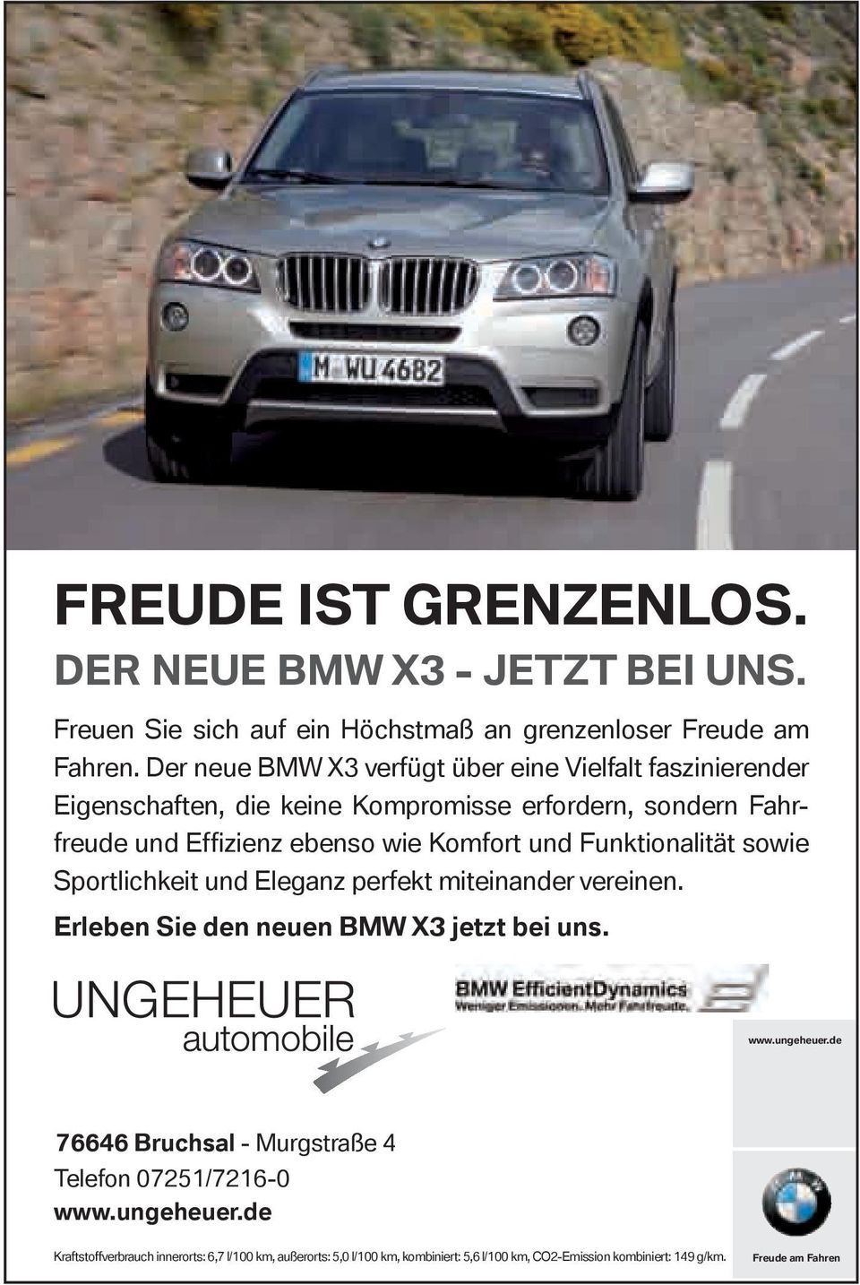 und Funktionalität sowie Sportlichkeit und Eleganz perfekt miteinander vereinen. Erleben Sie den neuen BMW X3 jetzt bei uns. www.ungeheuer.