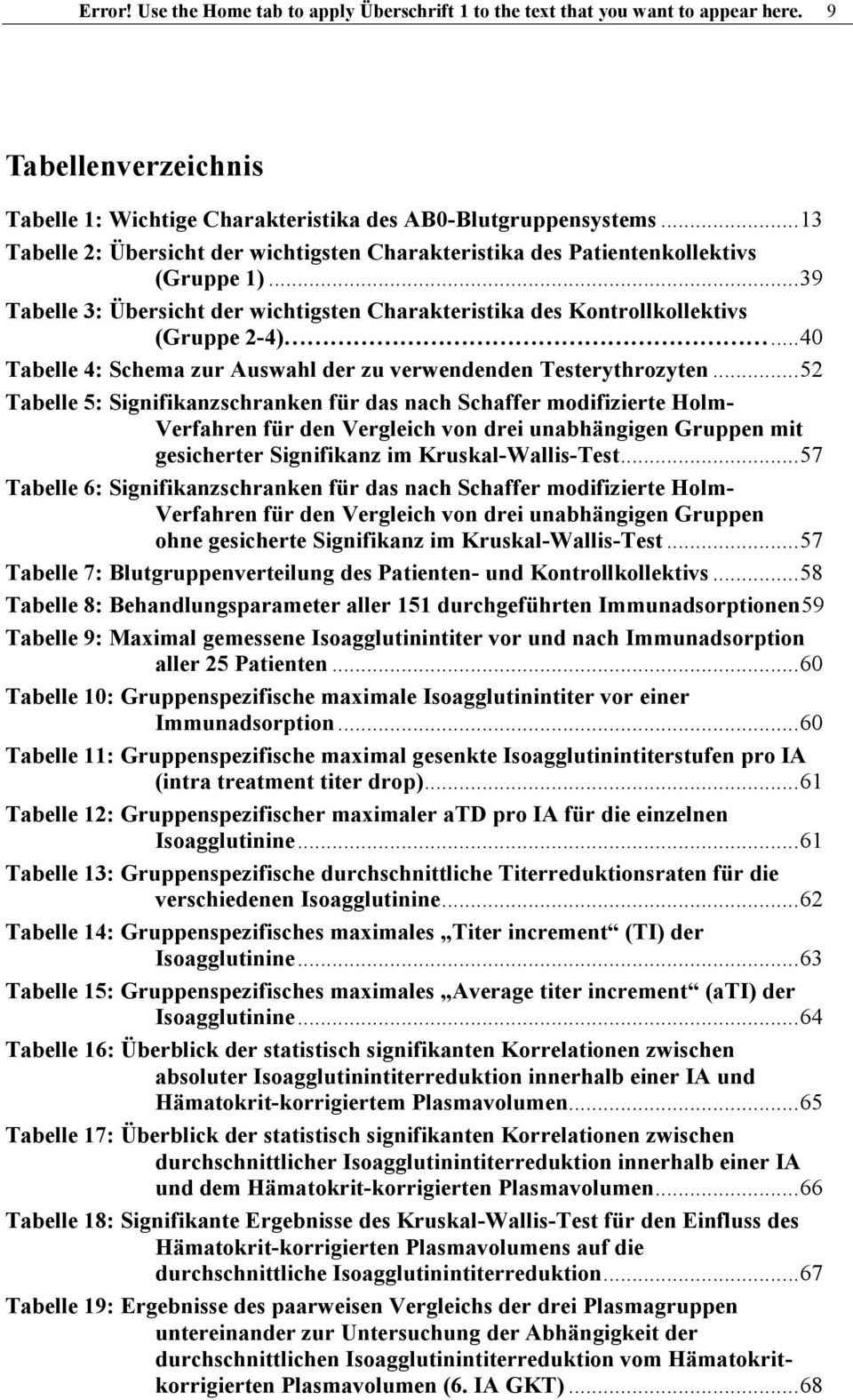 .. 40 Tabelle 4: Schema zur Auswahl der zu verwendenden Testerythrozyten.