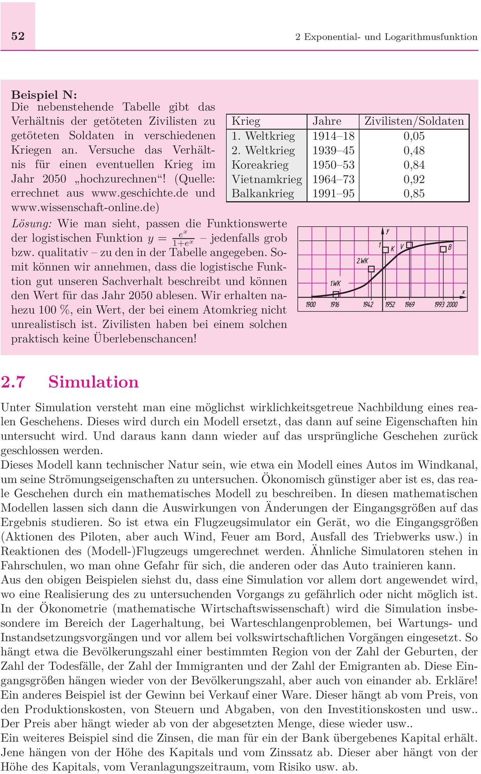 de) Lösung: Wie man sieht, passen die Funktionswerte der logistischen Funktion y = ex 1+e jedenfalls grob x bzw. qualitativ zu den in der Tabelle angegeben.