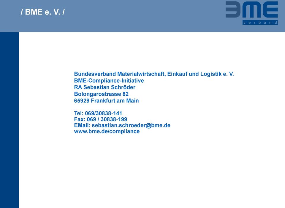 BME-Compliance-Initiative RA Sebastian Schröder Bolongarostrasse