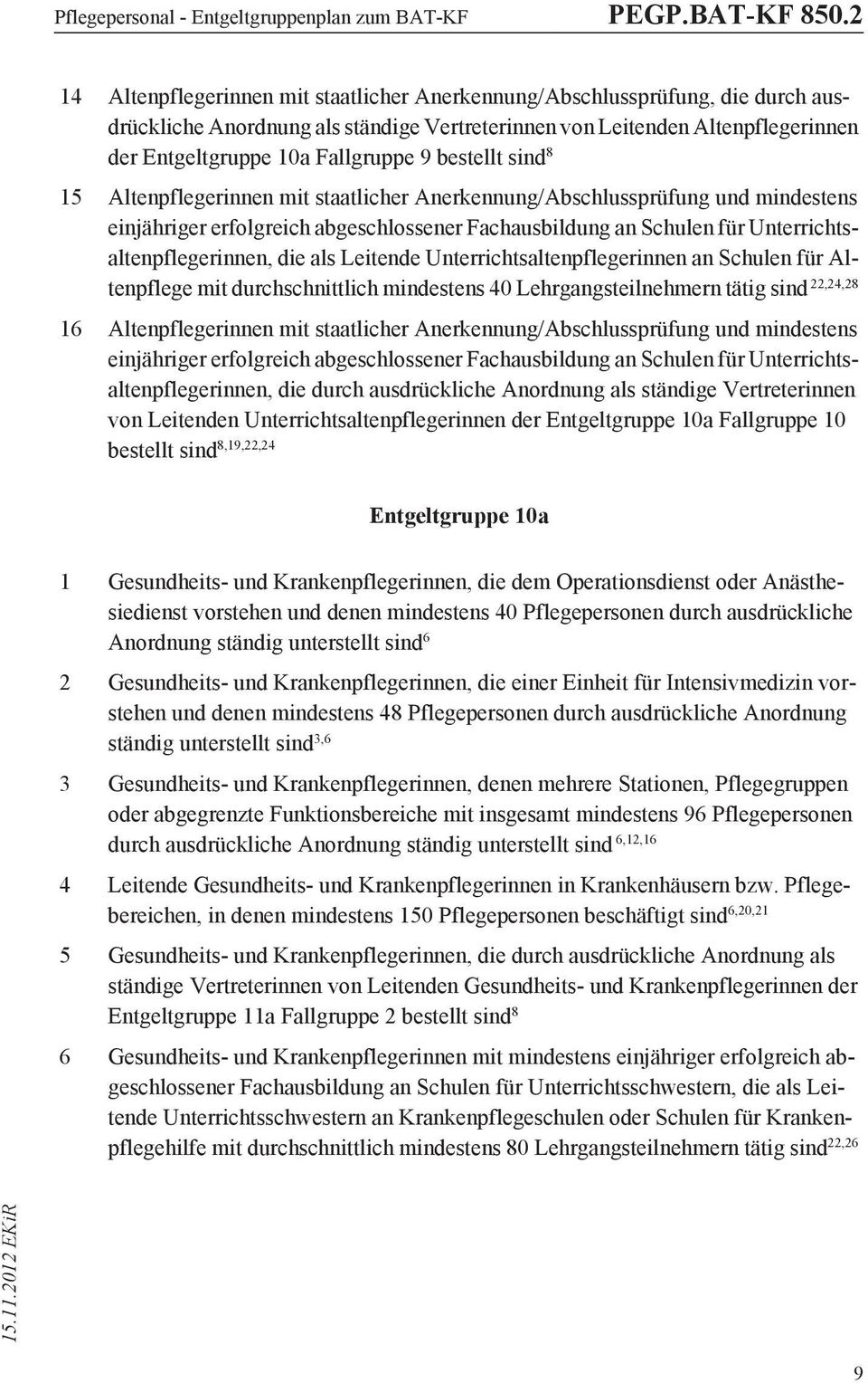 bestellt sind 8 15 Altenpflegerinnen mit staatlicher Anerkennung/Abschlussprüfung und mindestens einjähriger erfolgreich abgeschlossener Fachausbildung an Schulen für Unterrichtsaltenpflegerinnen,