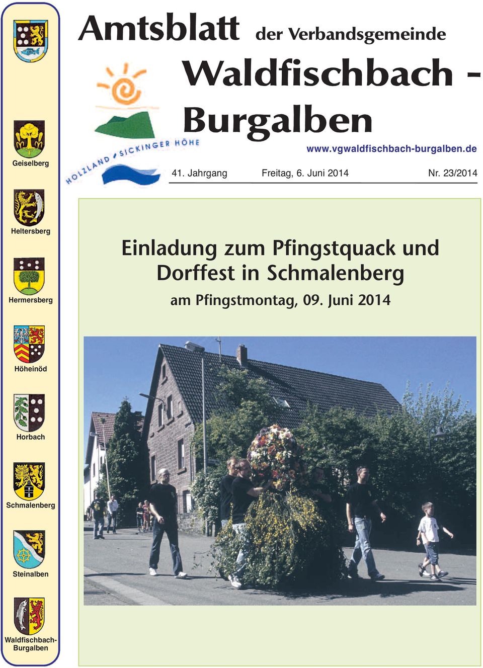 23/2014 Heltersberg Hermersberg Einladung zum Pfingstquack und Dorffest in