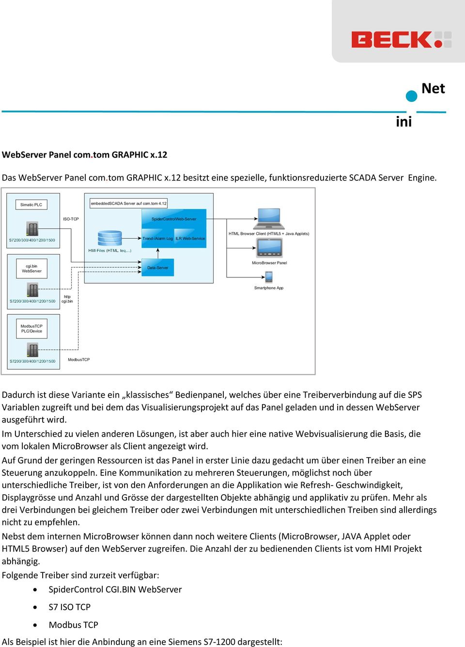 WebServer ausgeführt wird. Im Unterschied zu vielen anderen Lösungen, ist aber auch hier eine native Webvisualisierung die Basis, die vom lokalen MicroBrowser als Client angezeigt wird.