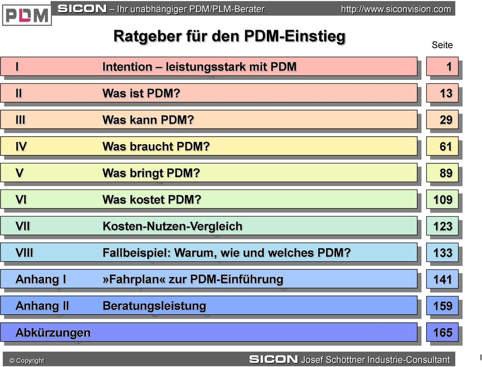 Kosten-Nutzen-Vergleich Fallbeispiel: Warum, wie und welches PDM?