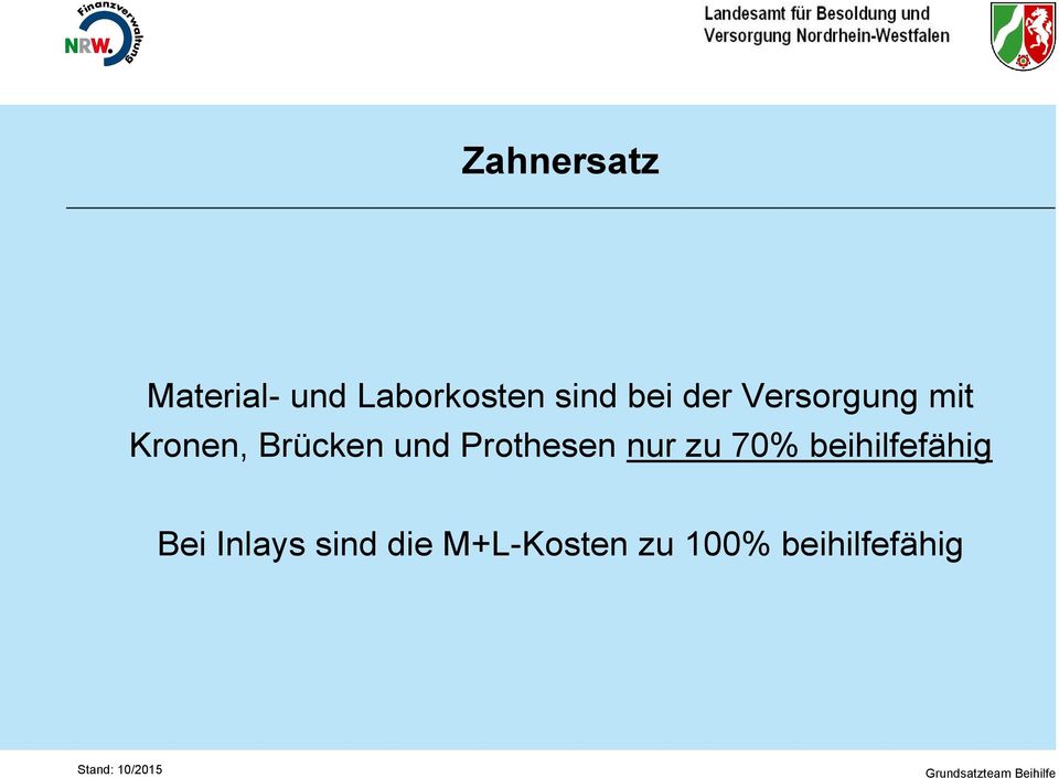 Prothesen nur zu 70% beihilfefähig Bei