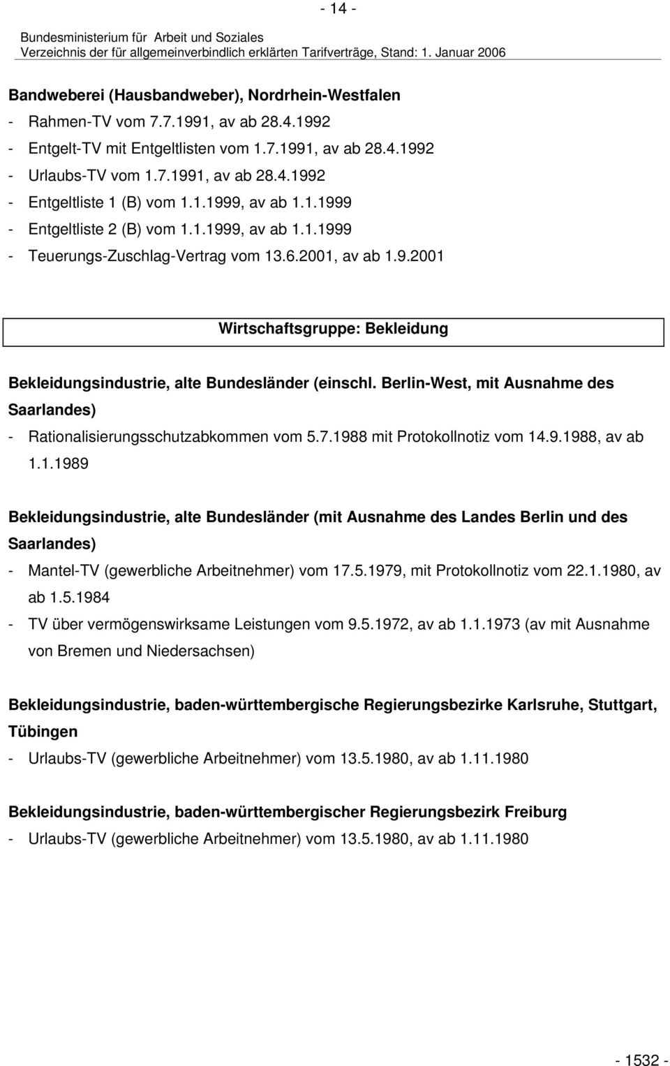 Berlin-West, mit Ausnahme des Saarlandes) - Rationalisierungsschutzabkommen vom 5.7.19