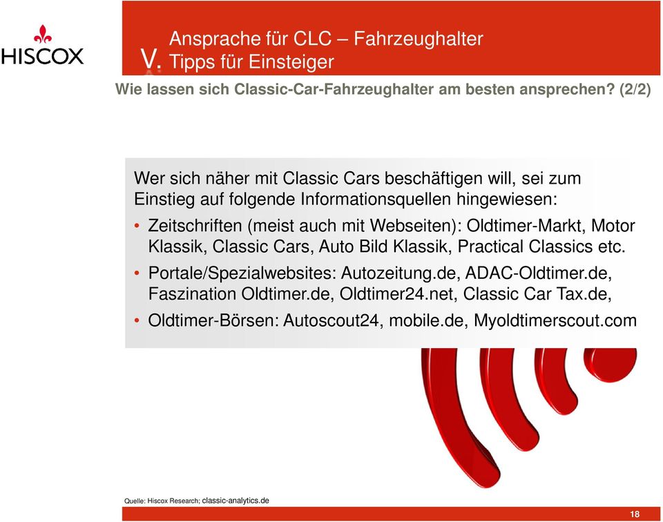 Webseiten): Oldtimer-Markt, Motor Klassik, Classic Cars, Auto Bild Klassik, Practical Classics etc. Portale/Spezialwebsites: Autozeitung.