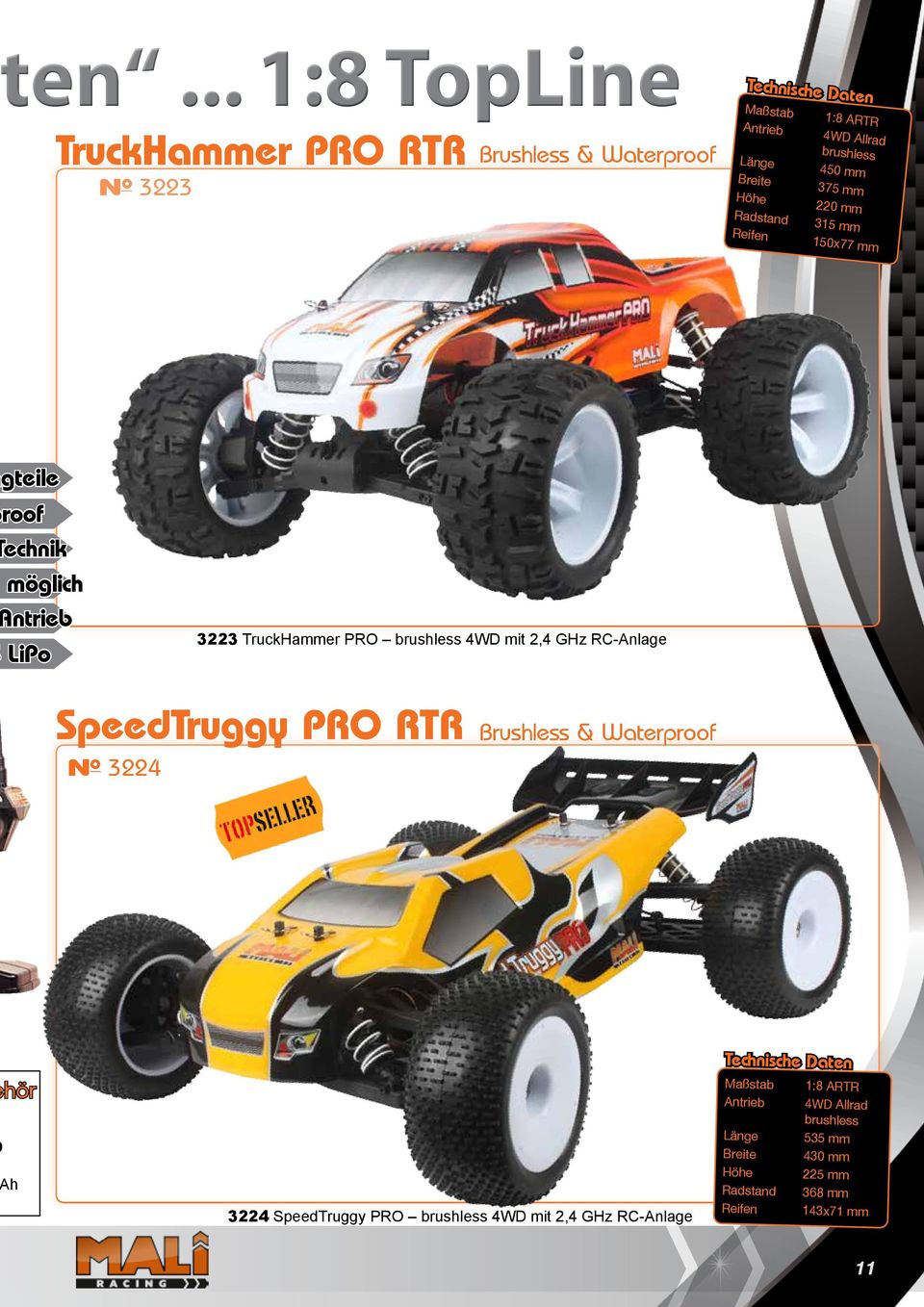 4WD mit 2,4 GHz RC-Anlage SpeedTruggy PRO RTR Brushless & Waterproof N o 3224 hör h 3224 SpeedTruggy PRO brushless 4WD